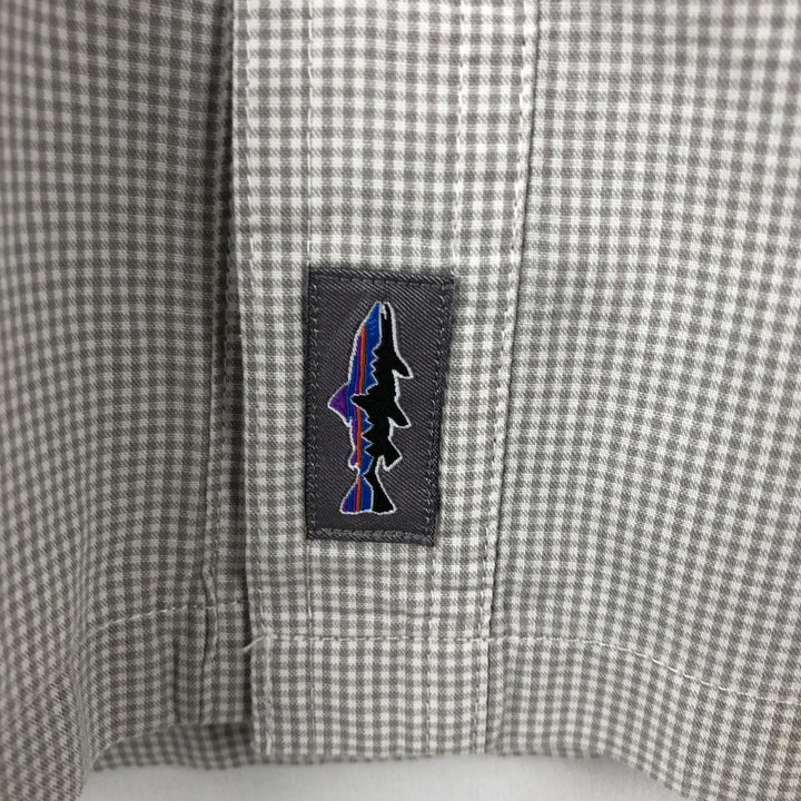 Patagonia 52136SP16 Check Pattern Short-Sleeve Cotton Check Shirt, Boxy Shirt, Men's Size M (approx.) cotton Beige type Vintage Second Hand