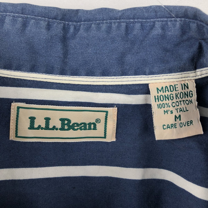 Vintage 1990'S LLBean short-sleeved button-down striped shirt, men's size M. cotton blue type Vintage Second Hand