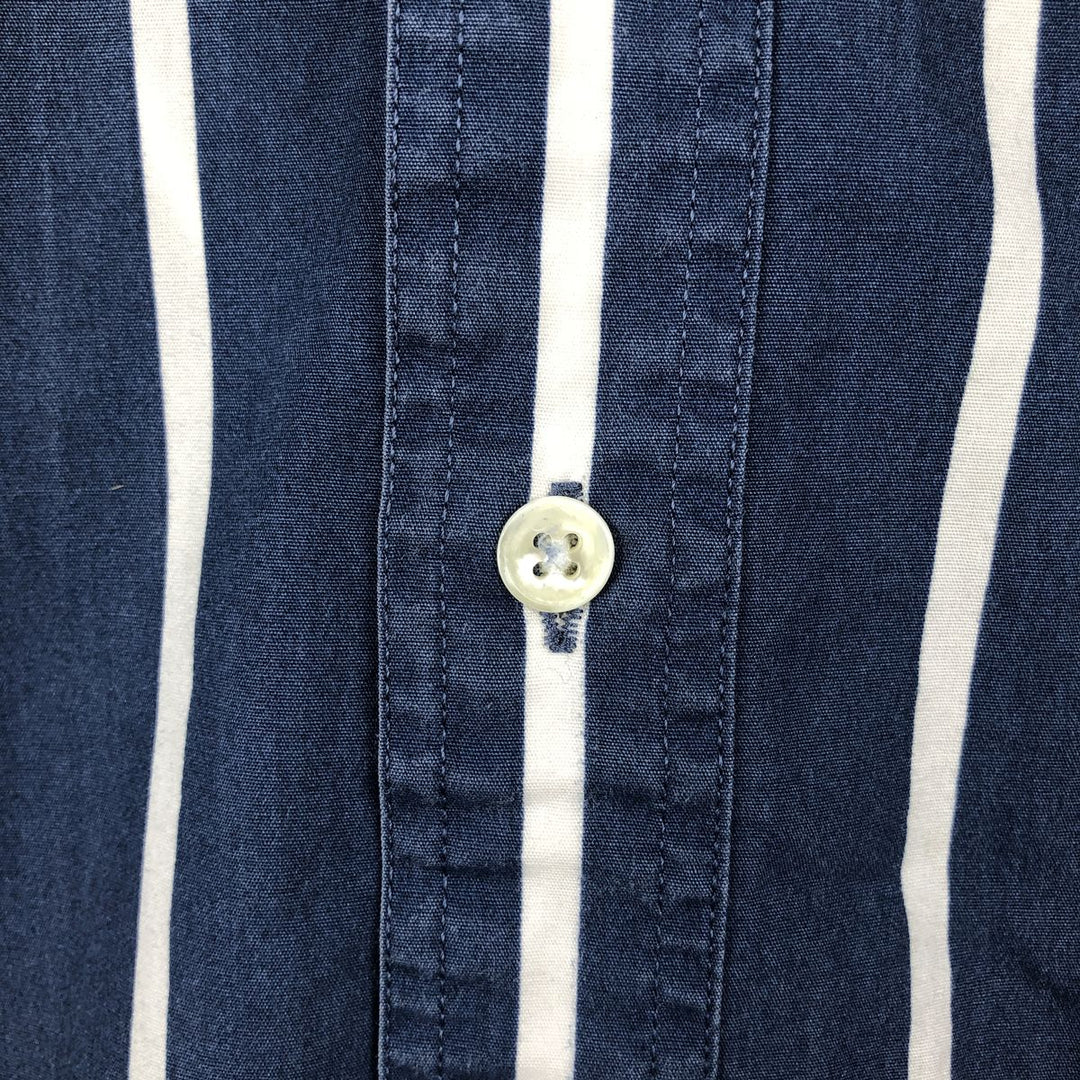 Vintage 1990'S LLBean short-sleeved button-down striped shirt, men's size M. cotton blue type Vintage Second Hand