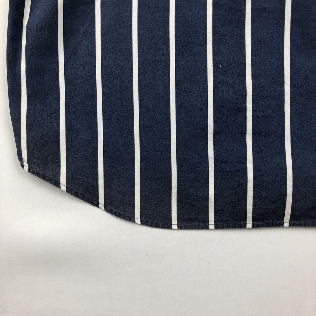 Vintage 1990'S LLBean short-sleeved button-down striped shirt, men's size M. cotton blue type Vintage Second Hand