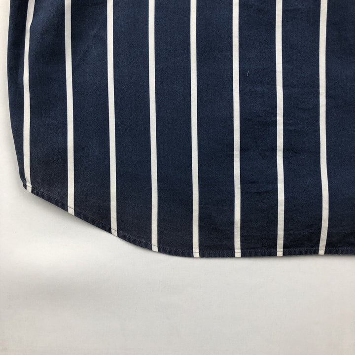 Vintage 1990'S LLBean short-sleeved button-down striped shirt, men's size M. cotton blue type Vintage Second Hand
