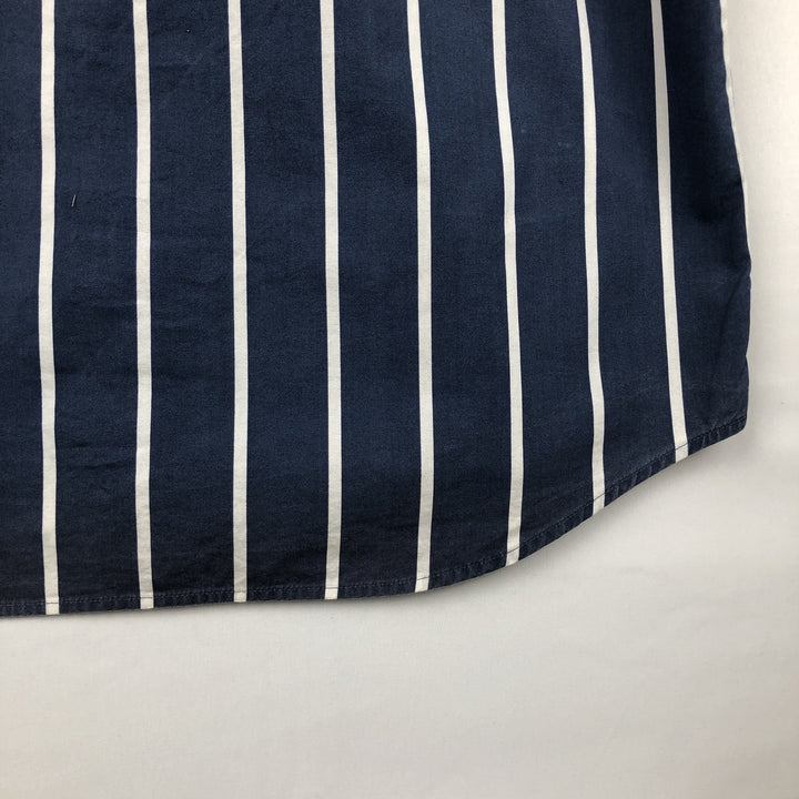 Vintage 1990'S LLBean short-sleeved button-down striped shirt, men's size M. cotton blue type Vintage Second Hand