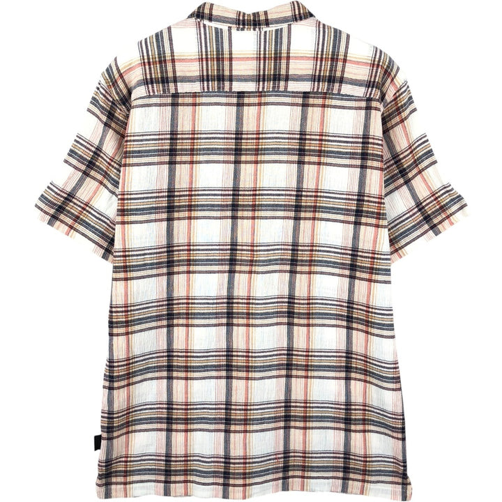 Patagonia 52921SP15 Crepe Cotton Short-Sleeve Check Shirt, Boxy Shirt, Men's Size M (approx.) cotton coral Vintage Second Hand