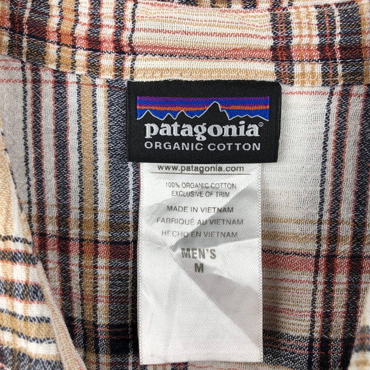 Patagonia 52921SP15 Crepe Cotton Short-Sleeve Check Shirt, Boxy Shirt, Men's Size M (approx.) cotton coral Vintage Second Hand