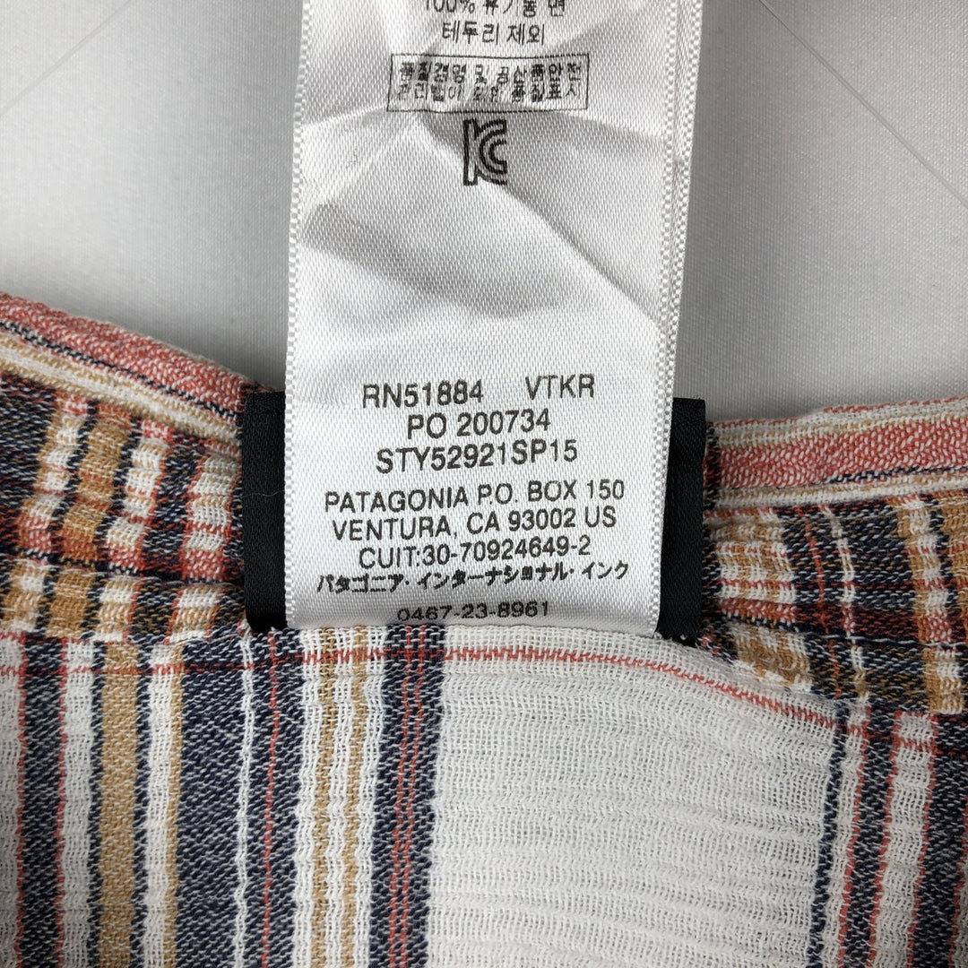 Patagonia 52921SP15 Crepe Cotton Short-Sleeve Check Shirt, Boxy Shirt, Men's Size M (approx.) cotton coral Vintage Second Hand
