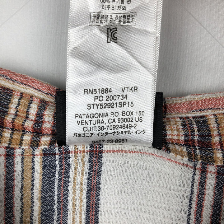 Patagonia 52921SP15 Crepe Cotton Short-Sleeve Check Shirt, Boxy Shirt, Men's Size M (approx.) cotton coral Vintage Second Hand