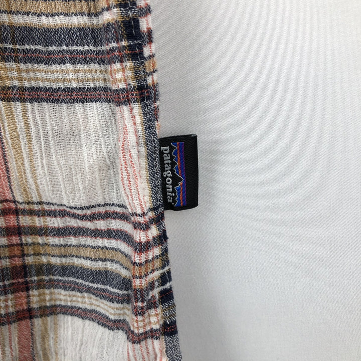 Patagonia 52921SP15 Crepe Cotton Short-Sleeve Check Shirt, Boxy Shirt, Men's Size M (approx.) cotton coral Vintage Second Hand