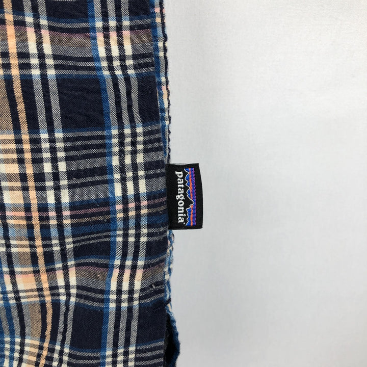 Patagonia 53004SP16 Seersucker Short-Sleeve Cotton Check Shirt, Boxy Shirt, Men's Size S (approx.) polyester navy blue type Vintage Second Hand