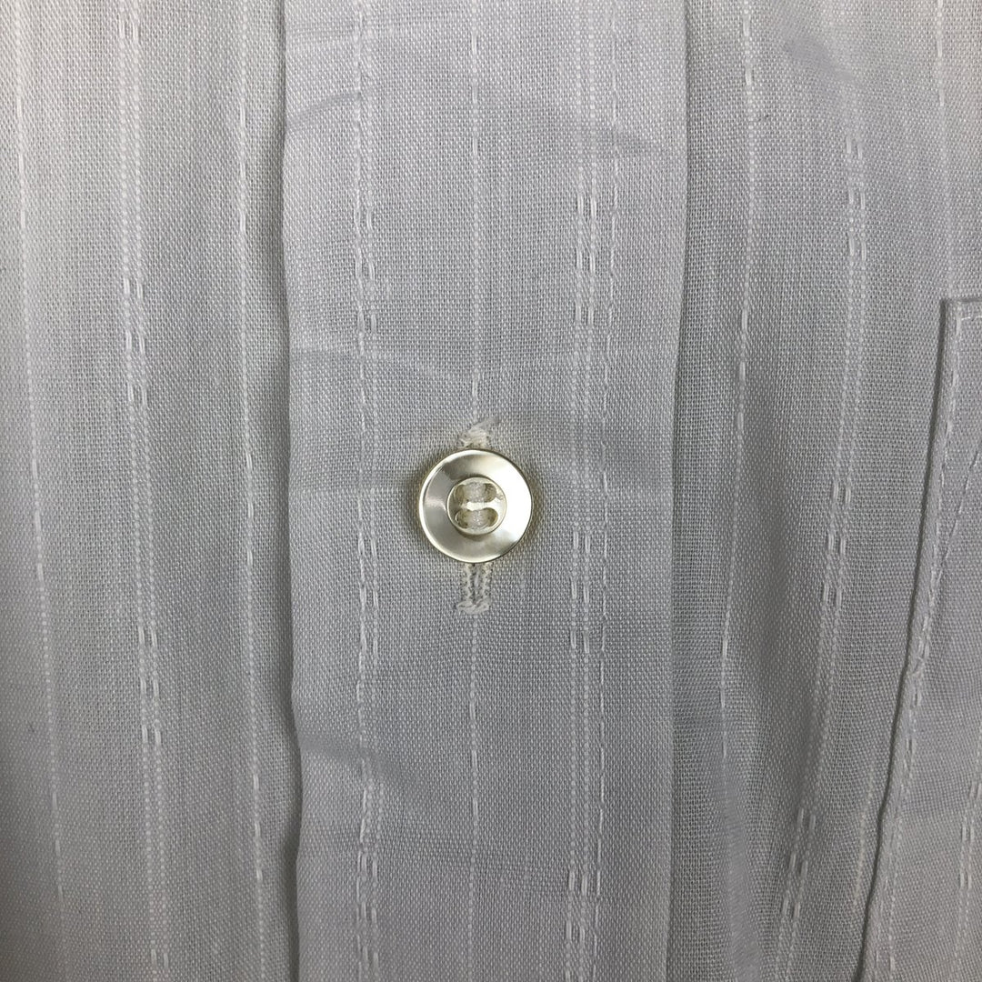 Beau Brummel Stripe Pattern Short-Sleeve Polyester Shirt, Made in USA, Men's Size L (approx.) polyester white type Vintage Second Hand
