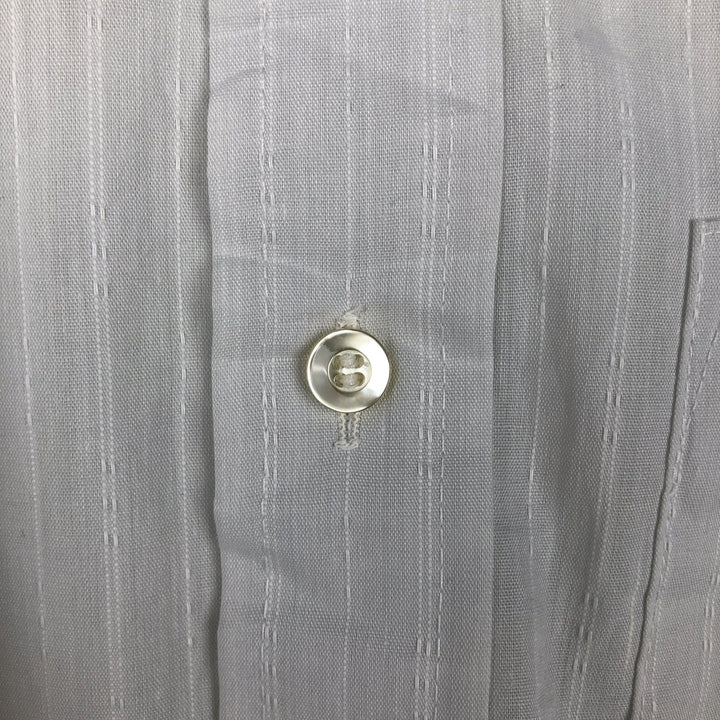 Beau Brummel Stripe Pattern Short-Sleeve Polyester Shirt, Made in USA, Men's Size L (approx.) polyester white type Vintage Second Hand