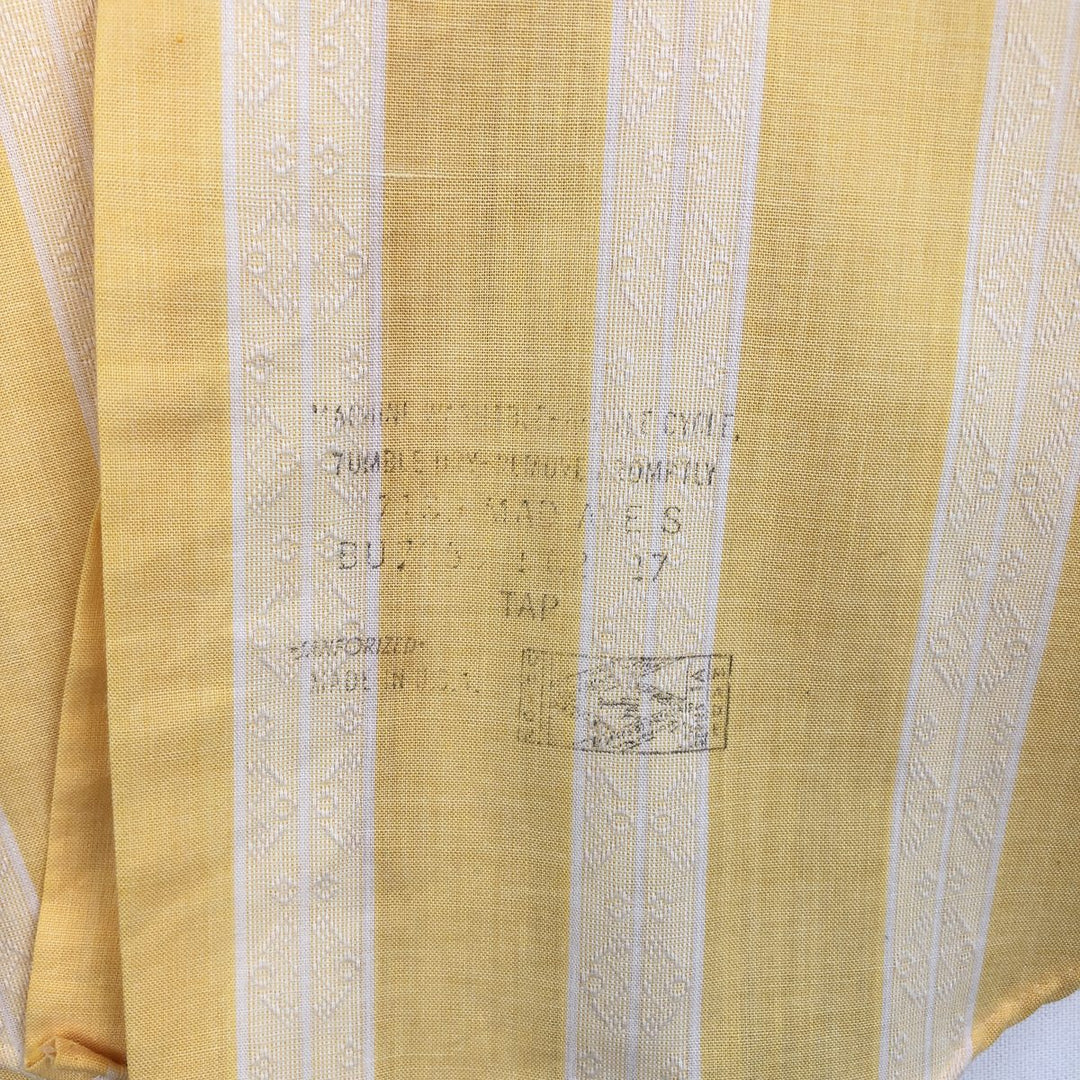 70'S Arrow Stripe Pattern Short-Sleeve Poly-Cotton Shirt, Made in USA, Men's XL Equivalent, Vintage polyester yellow type Vintage Second Hand
