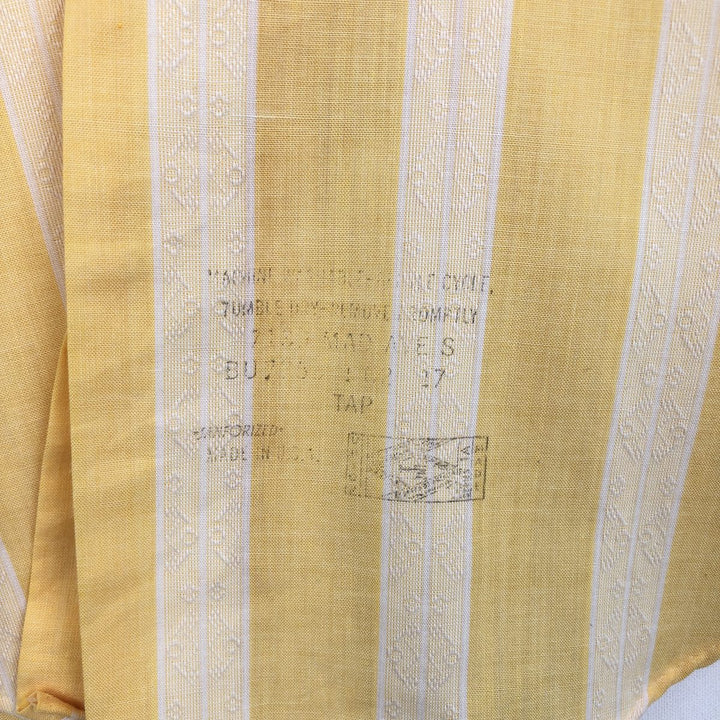 70'S Arrow Stripe Pattern Short-Sleeve Poly-Cotton Shirt, Made in USA, Men's XL Equivalent, Vintage polyester yellow type Vintage Second Hand
