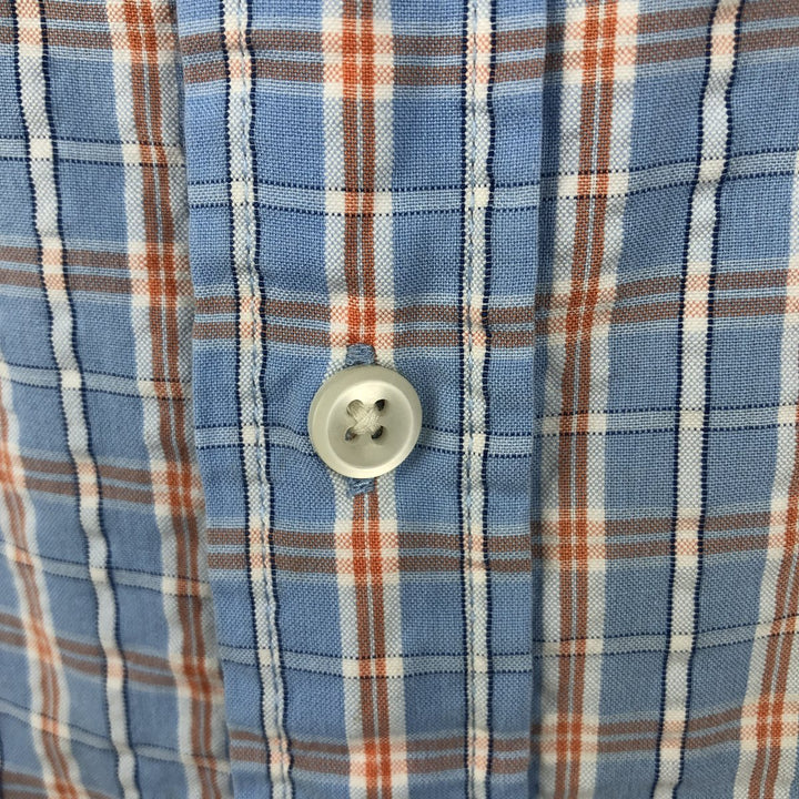 90s-00'S L.L.Bean Seersucker Short-Sleeve Cotton Check Shirt, Boxy Shirt, Men's Size M (Equivalent), Vintage cotton Blue type light blue Vintage Second Hand