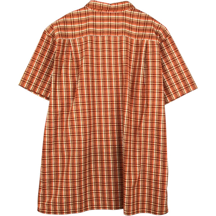 Patagonia 53001SP11 Check Pattern Seersucker Short-Sleeve Poly-Cotton Box Shirt Men's XXL Equivalent polyester orange type Vintage Second Hand
