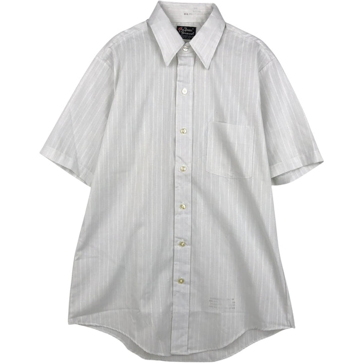 Beau Brummel Stripe Pattern Short-Sleeve Poly-Cotton Shirt, Made in USA, Men's Size M (Equivalent), Vintage polyester gray type Vintage Second Hand