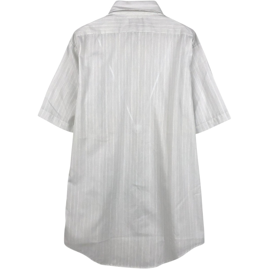 Beau Brummel Stripe Pattern Short-Sleeve Poly-Cotton Shirt, Made in USA, Men's Size M (Equivalent), Vintage polyester gray type Vintage Second Hand