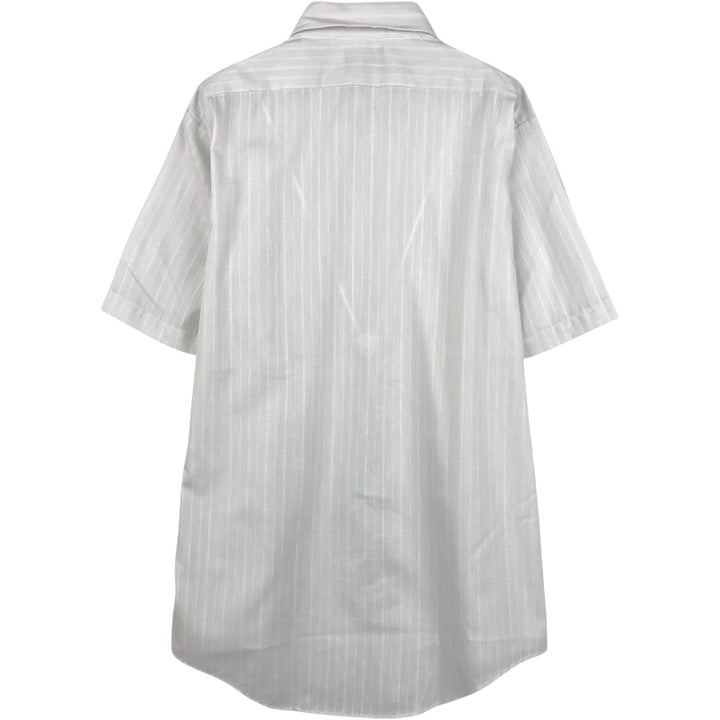 Beau Brummel Stripe Pattern Short-Sleeve Poly-Cotton Shirt, Made in USA, Men's Size M (Equivalent), Vintage polyester gray type Vintage Second Hand