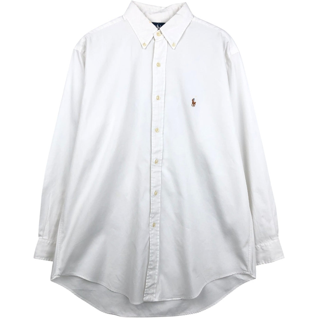 Ralph Lauren YARMOUTH long sleeve button down shirt, men's size L cotton white type Vintage Second Hand