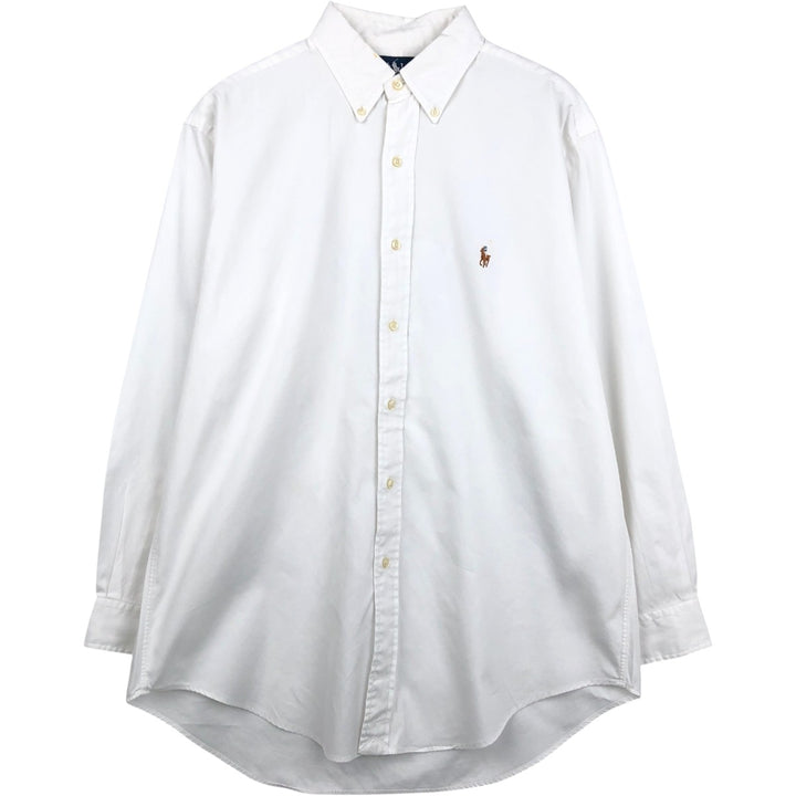 Ralph Lauren YARMOUTH long sleeve button down shirt, men's size L cotton white type Vintage Second Hand