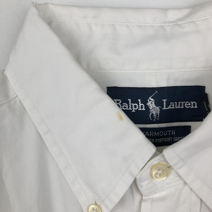 Ralph Lauren YARMOUTH long sleeve button down shirt, men's size L cotton white type Vintage Second Hand