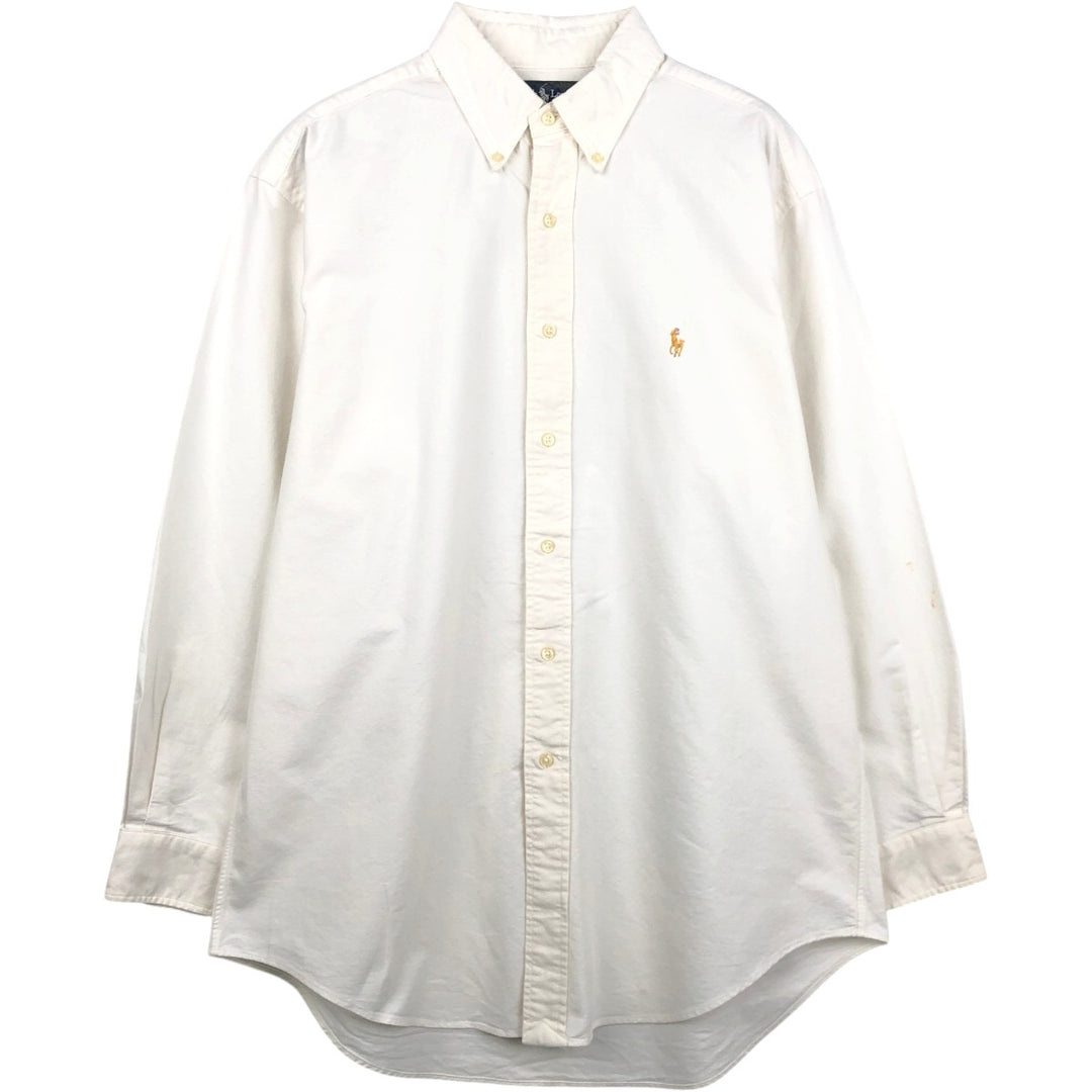Ralph Lauren YARMOUTH long sleeve button down shirt, men's size L cotton pale white type Vintage Second Hand