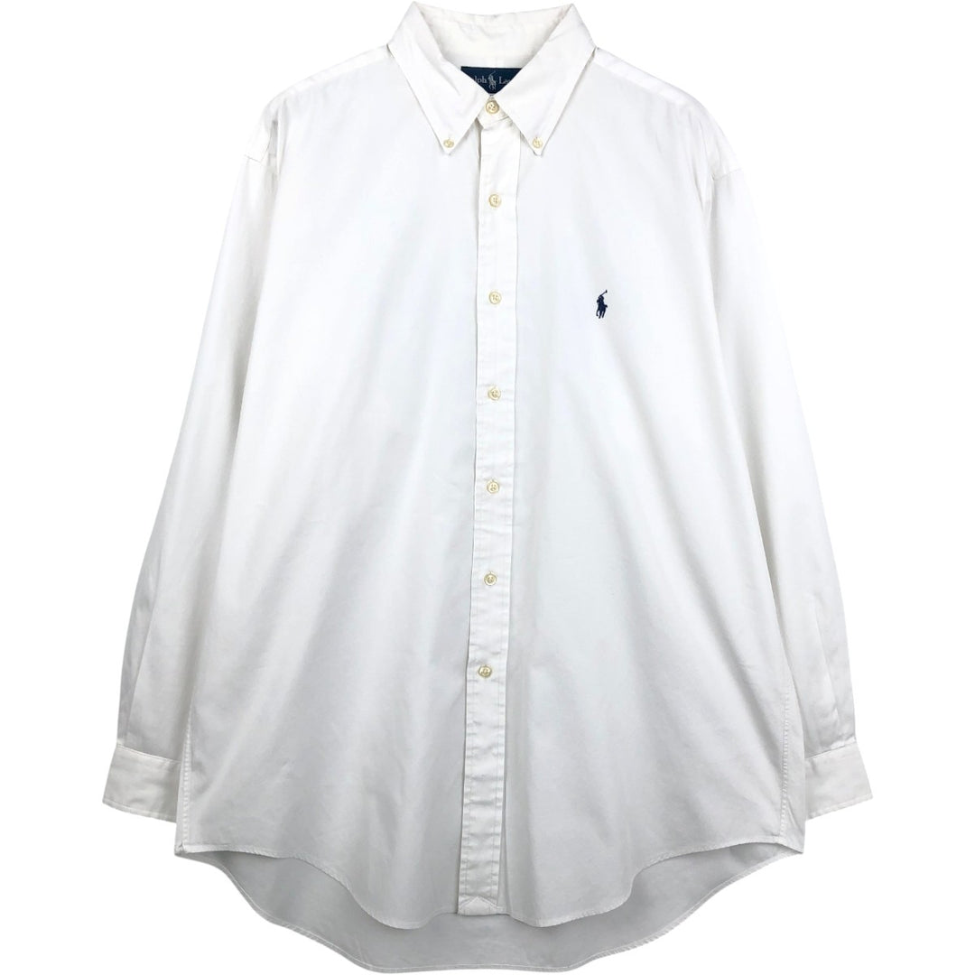 Ralph Lauren YARMOUTH long sleeve button down shirt, men's size L cotton white type Vintage Second Hand