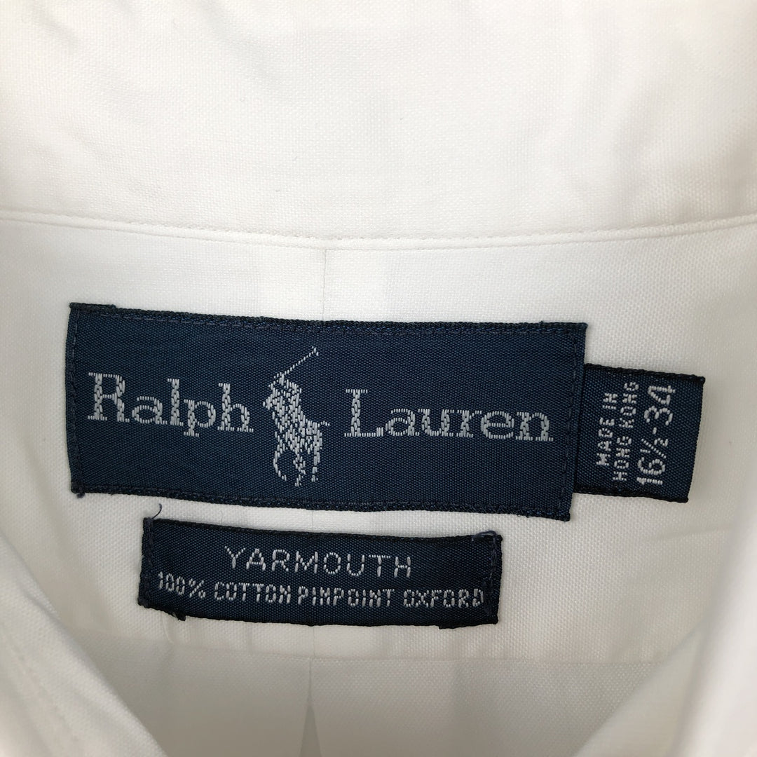 Ralph Lauren YARMOUTH long sleeve button down shirt, men's size L cotton white type Vintage Second Hand