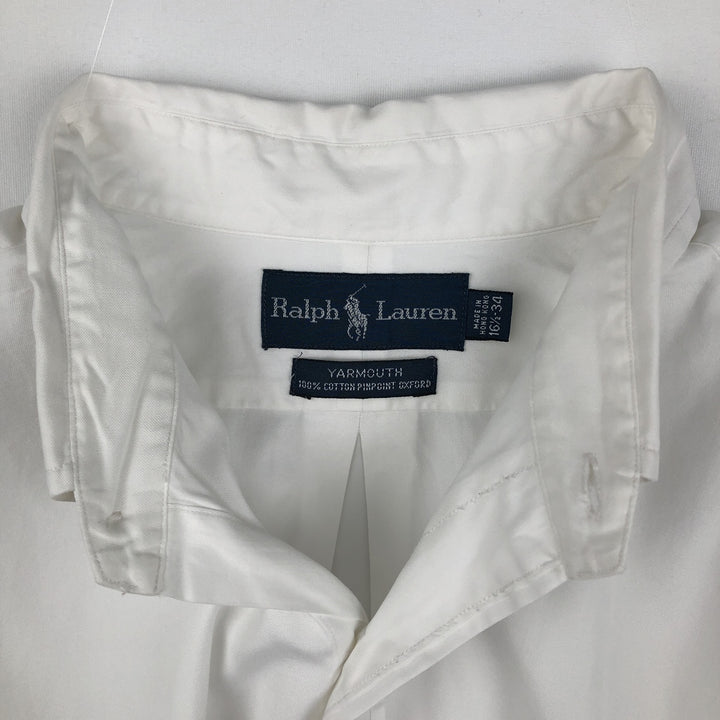 Ralph Lauren YARMOUTH long sleeve button down shirt, men's size L cotton white type Vintage Second Hand