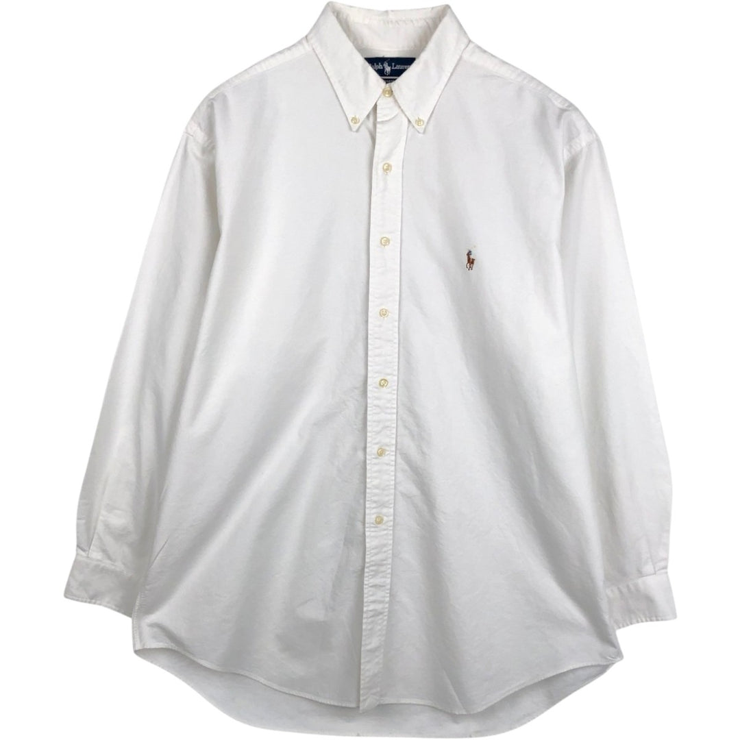 Ralph Lauren YARMOUTH long sleeve button down shirt, men's XL size cotton white type Vintage Second Hand