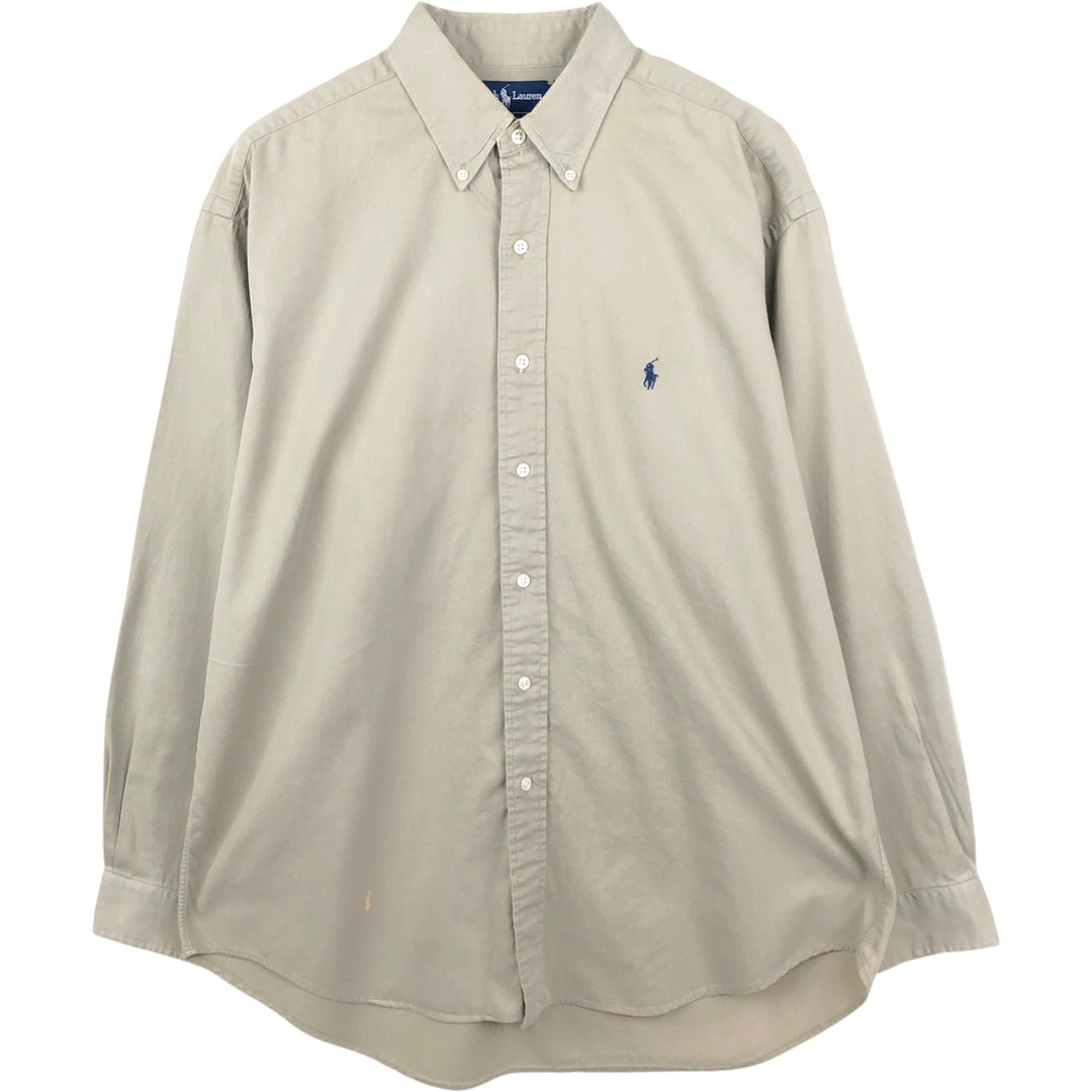 Ralph Lauren BLAKE long sleeve button down shirt, men's size L cotton Beige type Vintage Second Hand