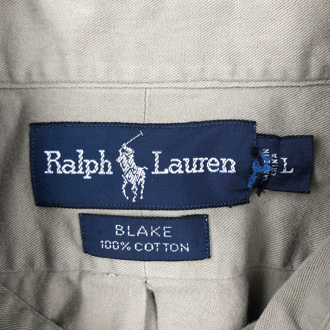 Ralph Lauren BLAKE long sleeve button down shirt, men's size L cotton Beige type Vintage Second Hand