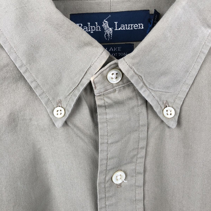 Ralph Lauren BLAKE long sleeve button down shirt, men's size L cotton Beige type Vintage Second Hand
