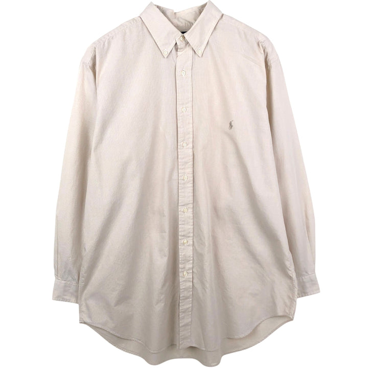 Ralph Lauren long sleeve button down check shirt, men's XL size cotton Khaki type beige Vintage Second Hand
