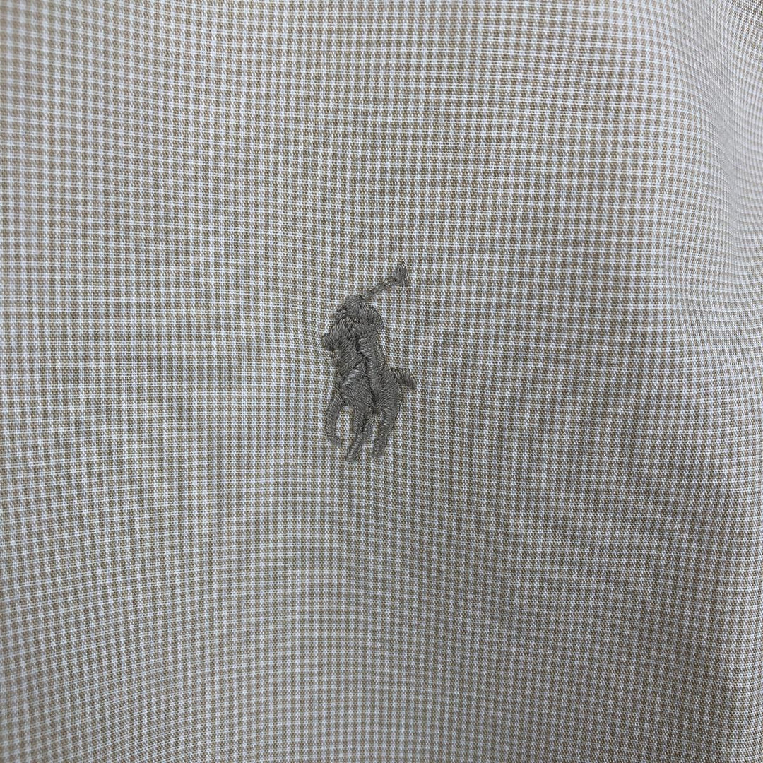 Ralph Lauren long sleeve button down check shirt, men's XL size cotton Khaki type beige Vintage Second Hand