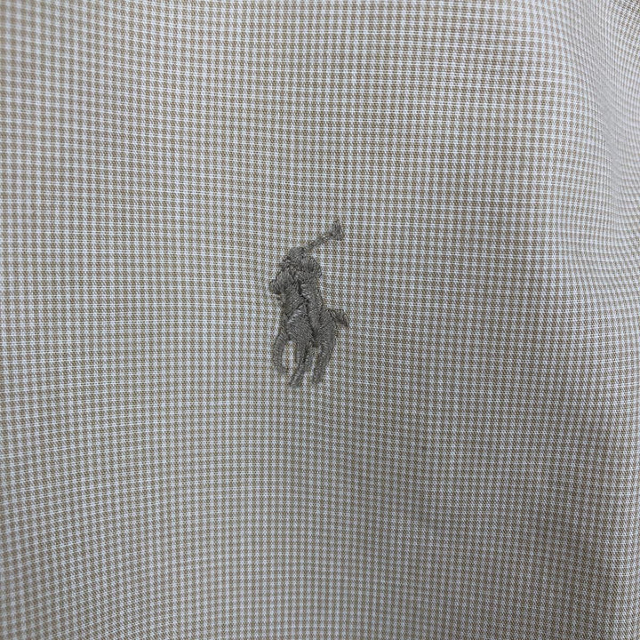 Ralph Lauren long sleeve button down check shirt, men's XL size cotton Khaki type beige Vintage Second Hand