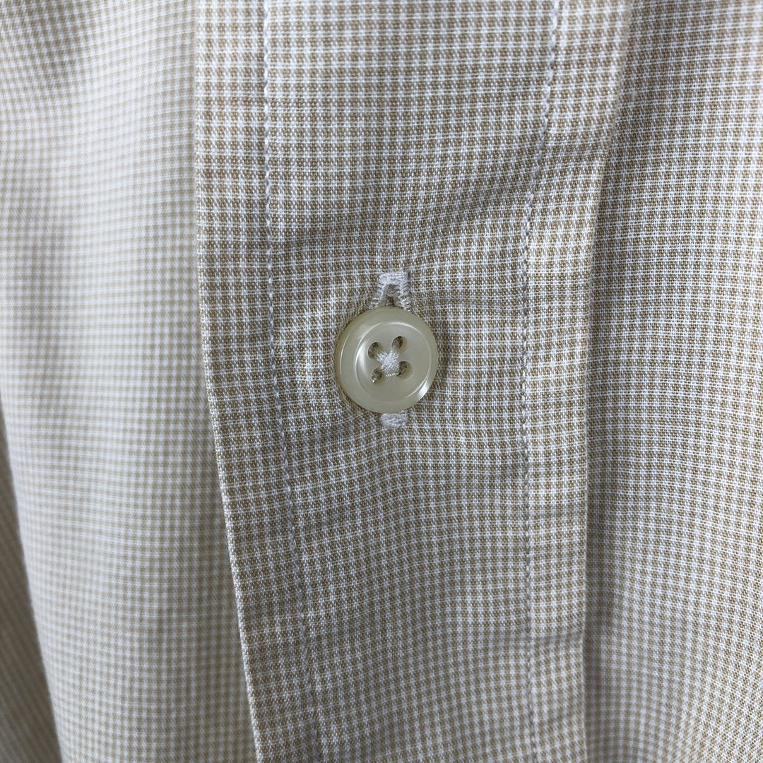 Ralph Lauren long sleeve button down check shirt, men's XL size cotton Khaki type beige Vintage Second Hand