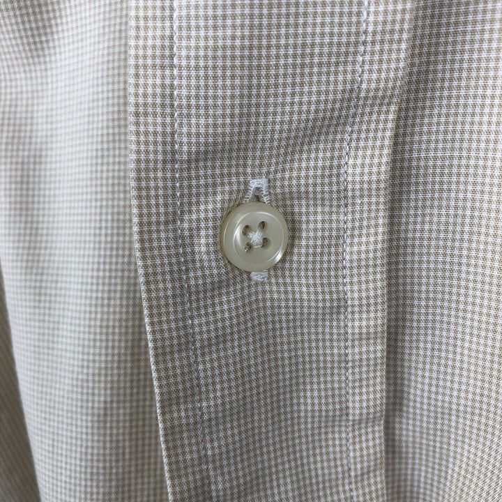 Ralph Lauren long sleeve button down check shirt, men's XL size cotton Khaki type beige Vintage Second Hand
