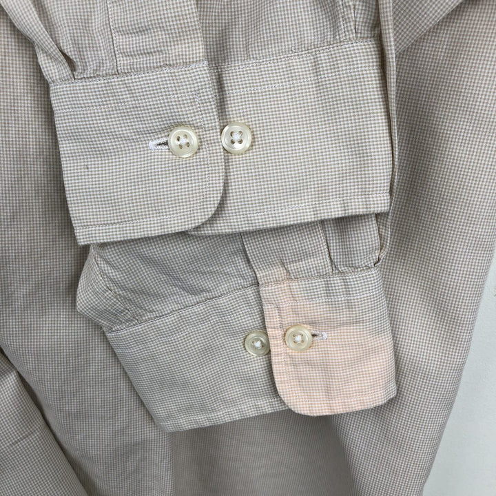 Ralph Lauren long sleeve button down check shirt, men's XL size cotton Khaki type beige Vintage Second Hand