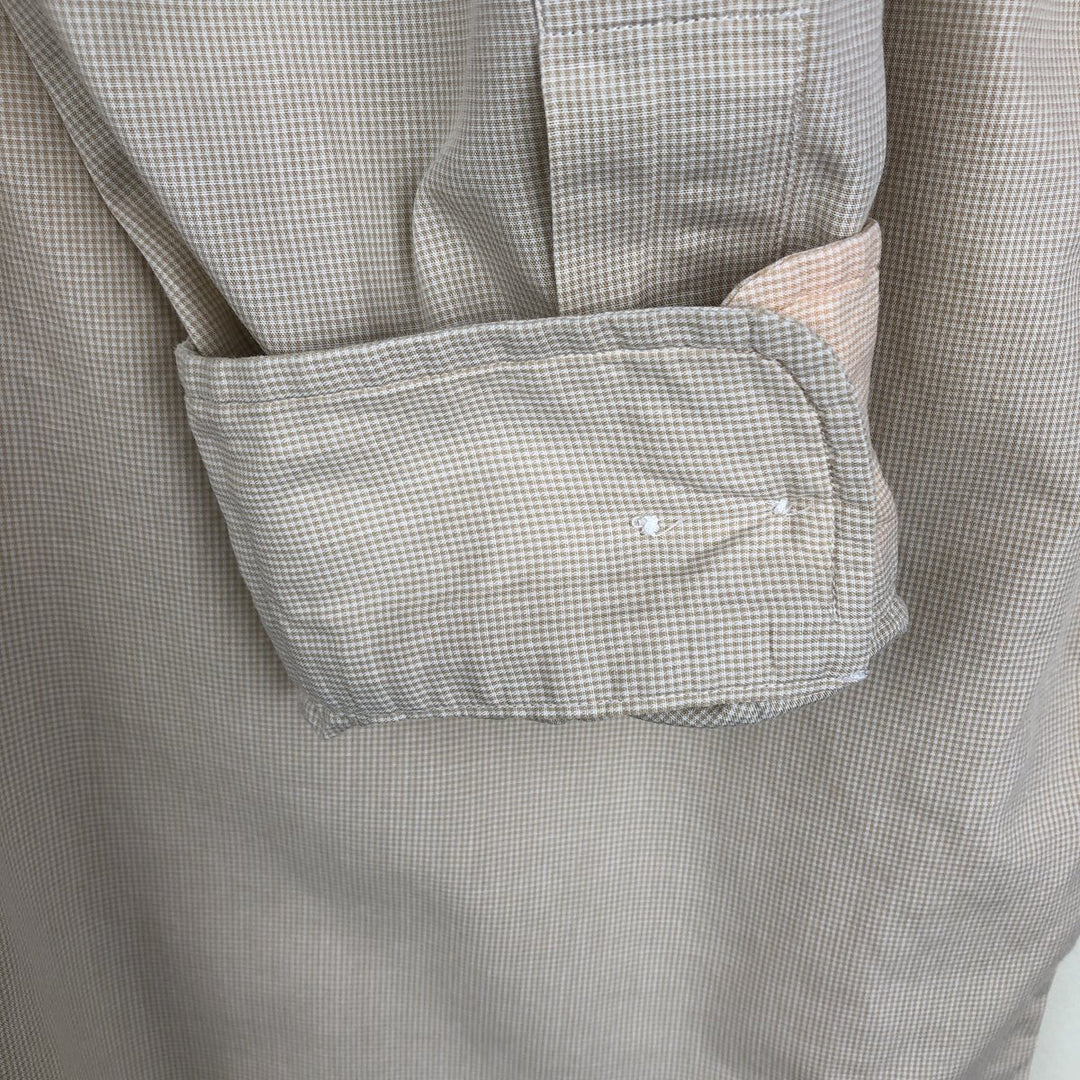 Ralph Lauren long sleeve button down check shirt, men's XL size cotton Khaki type beige Vintage Second Hand
