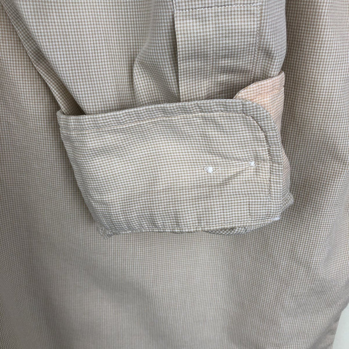 Ralph Lauren long sleeve button down check shirt, men's XL size cotton Khaki type beige Vintage Second Hand