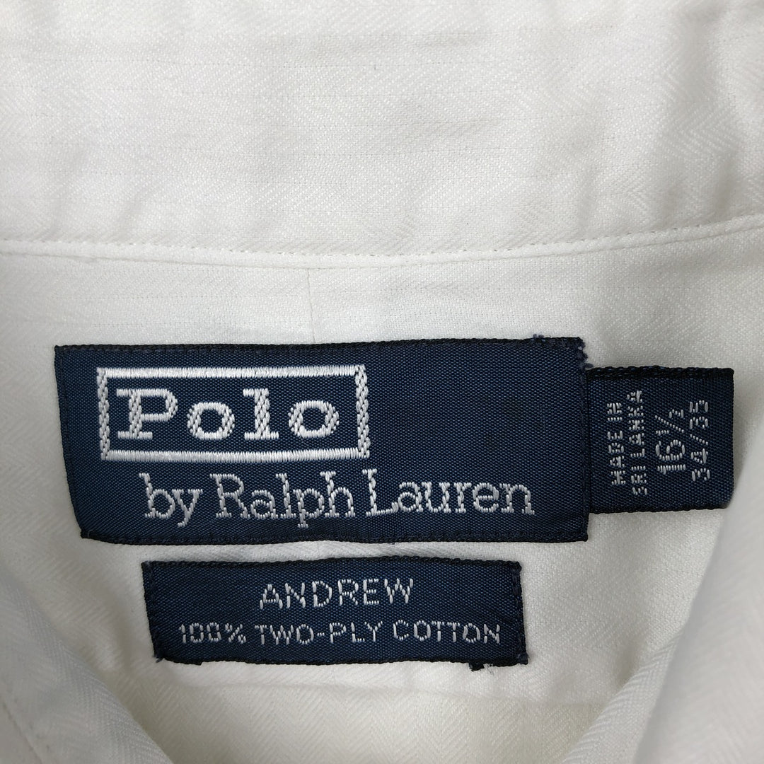 Ralph Lauren POLO by Ralph Lauren ANDREW long sleeve cotton shirt, men's size L cotton white type Vintage Second Hand