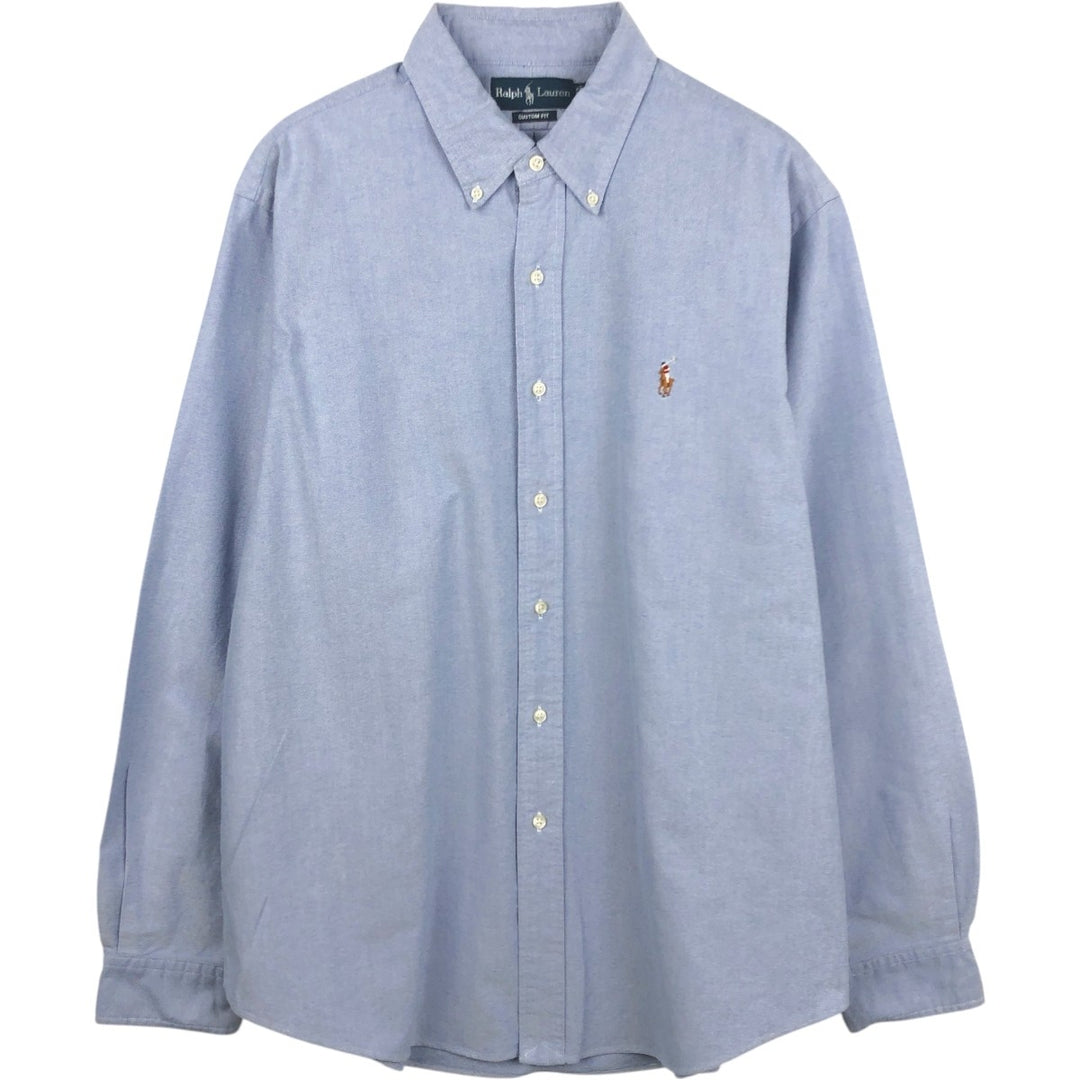 Ralph Lauren CUSTOM FIT long sleeve button down shirt, men's XL size cotton blue type Vintage Second Hand