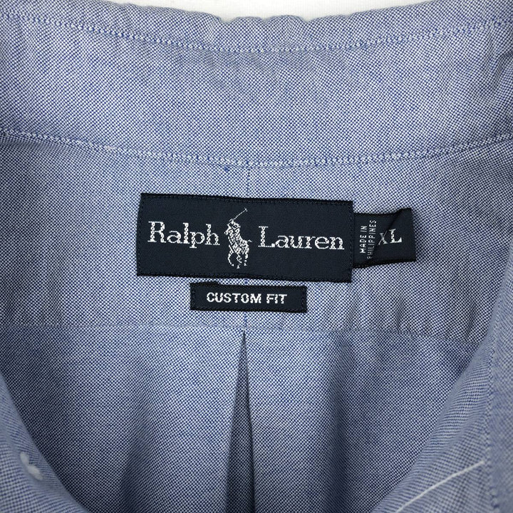 Ralph Lauren CUSTOM FIT long sleeve button down shirt, men's XL size cotton blue type Vintage Second Hand