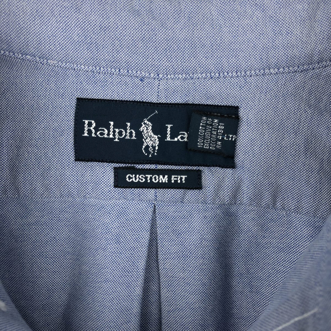 Ralph Lauren CUSTOM FIT long sleeve button down shirt, men's XL size cotton blue type Vintage Second Hand