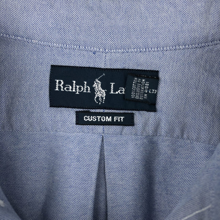 Ralph Lauren CUSTOM FIT long sleeve button down shirt, men's XL size cotton blue type Vintage Second Hand