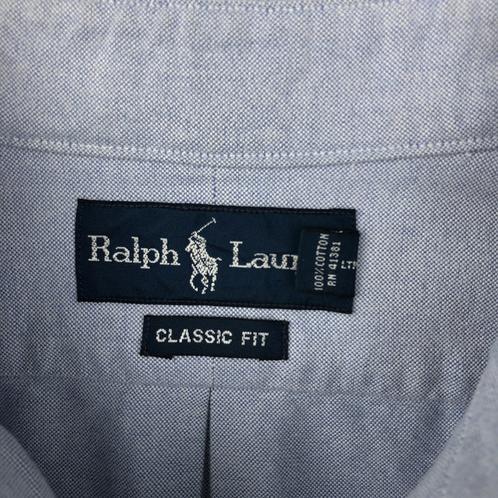 Ralph Lauren Classic Fit Long Sleeve Button Down Shirt, Men's Size L cotton blue type Vintage Second Hand