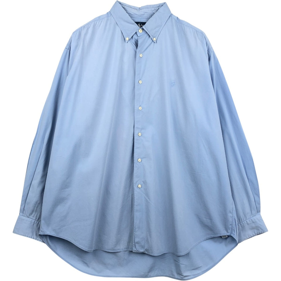 Ralph Lauren MARLOWE long-sleeved button-down shirt, men's size XL cotton Blue type light blue Vintage Second Hand
