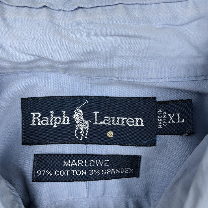 Ralph Lauren MARLOWE long-sleeved button-down shirt, men's size XL cotton Blue type light blue Vintage Second Hand