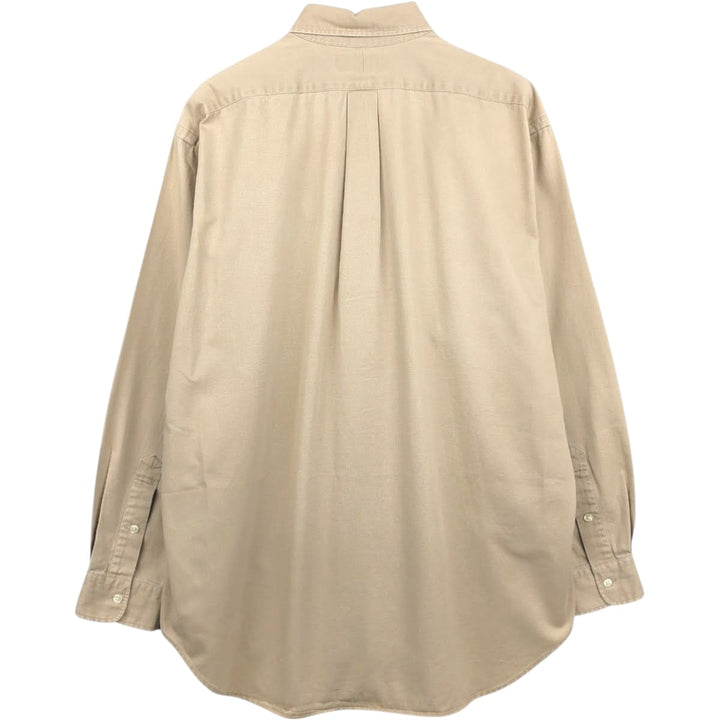 Ralph Lauren BLAIRE long sleeve button down shirt, men's size L cotton beige type brown Vintage Second Hand