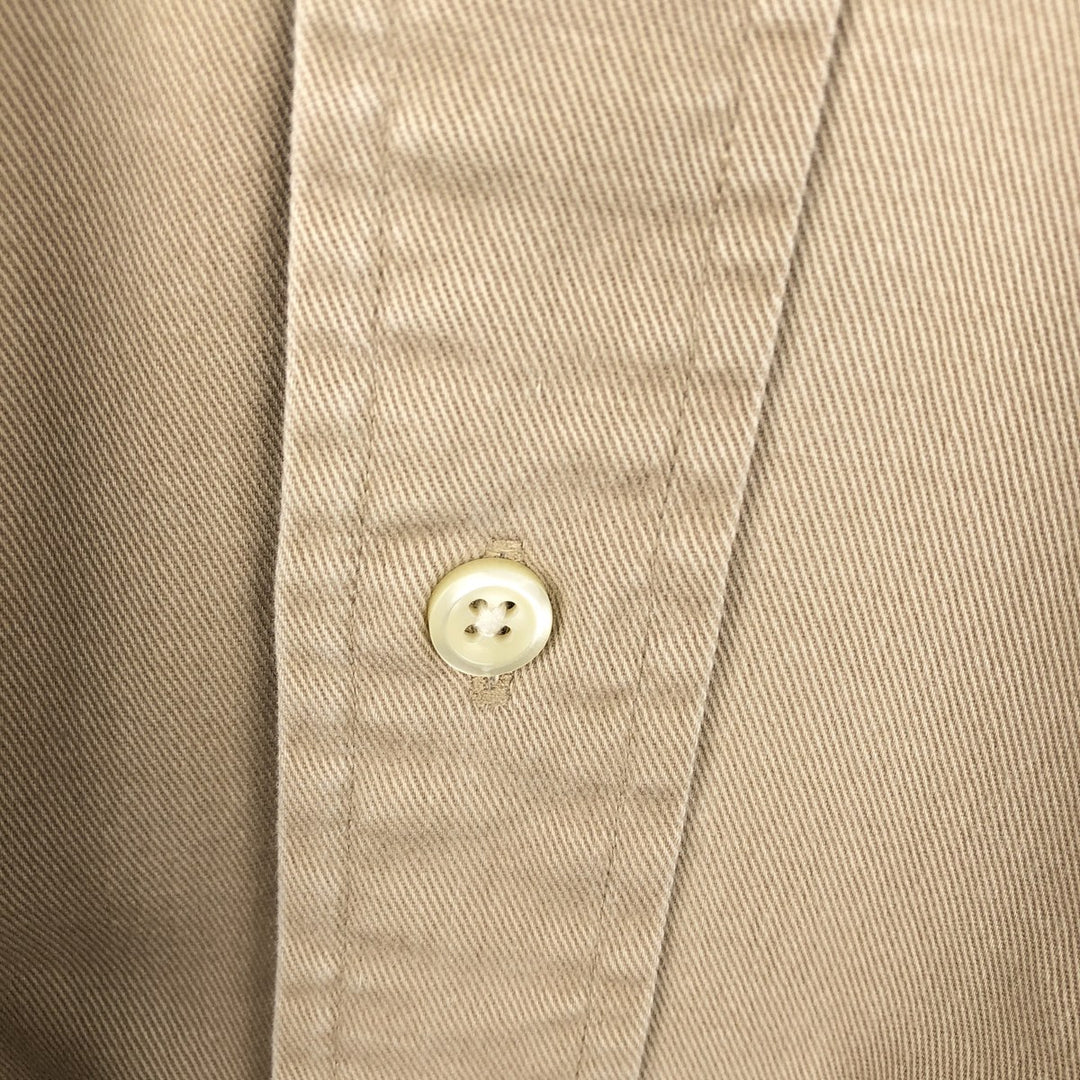 Ralph Lauren BLAIRE long sleeve button down shirt, men's size L cotton beige type brown Vintage Second Hand